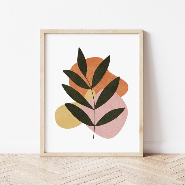 Minimalist Boho Botanical Löv Abstrakt Shapes Art Poster (Skapare uppladdad)