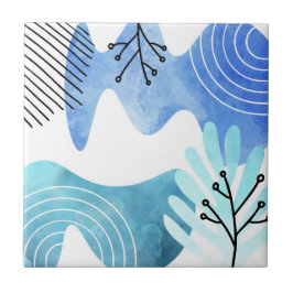 Minimalist Boho Botanical Löv Linjer Art Kakelplatta