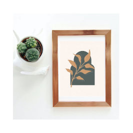 Minimalist Boho Botanical Löv på Grönt Arch Poster
