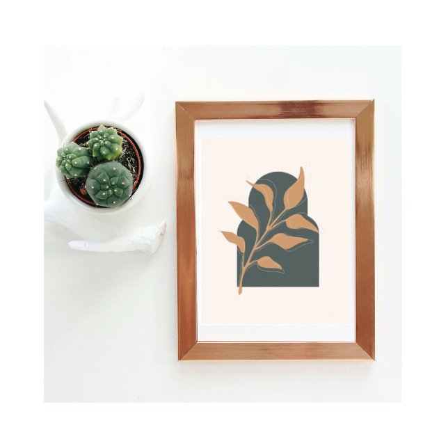 Minimalist Boho Botanical Löv på Grönt Arch Poster (Skapare uppladdad)