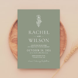 Minimalist Boho Botanical Sage Grönt Bröllop Inbjudningar