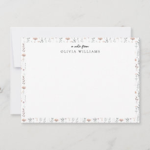 Minimalist Boho Botanical Wildblomma Blommigt Namn Anteckningskort