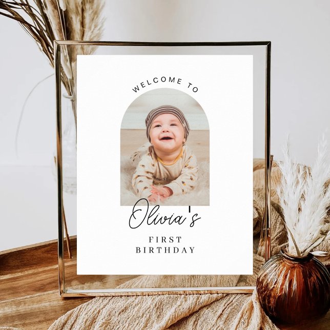 Minimalist Boho Boy Girl ANY AGE Birthday Welcome Poster (Skapare uppladdad)