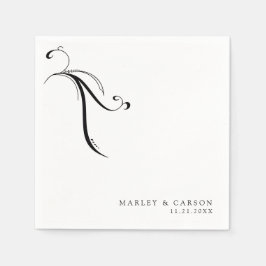 Minimalist Boho Bröllop Namn & Date Pappersservett