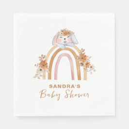 Minimalist Boho Bunny Rainbow Blommigt Baby Shower Pappersservett