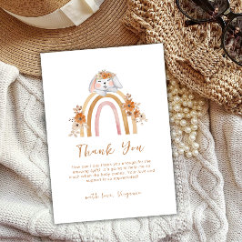 Minimalist Boho Bunny Rainbow Blommigt Baby Shower Tack Kort