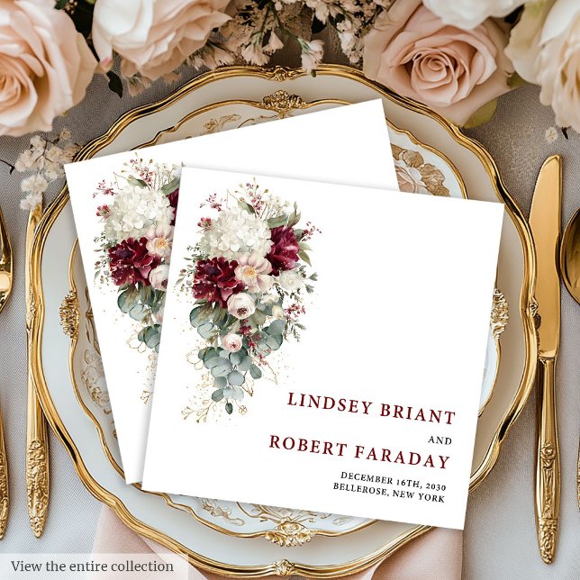 Minimalist Boho Burgundy Gold Rose Paper Napkins Pappersservett (Minimalist Boho Burgundy Gold Rose Paper Napkin)