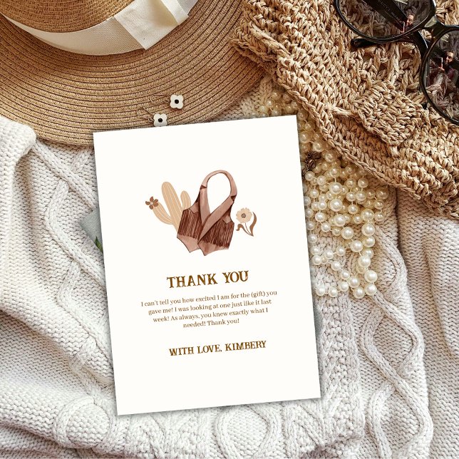 Minimalist Boho Cactus Cowgirl Baby Shower Tack Kort (Minimalist Boho Cactus Cowgirl Baby Shower Thank You Card)