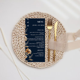 Minimalist Boho Chic Wildblomma Bröllop Bord Meny