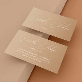 Minimalist Boho Cream Beige Handskript Visitkort
