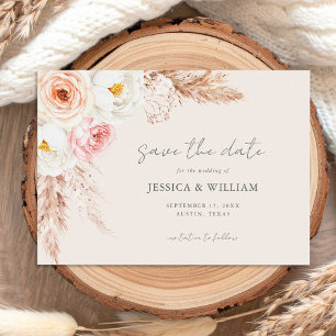Minimalist Boho Fall Blommigt Bröllop Spara Datumet