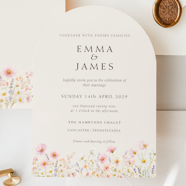 Minimalist Boho Floral Wedding Invitation Inbjudningar (Minimalist Boho Floral Wedding Invitation)