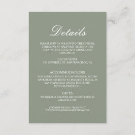 Minimalist Boho Green Elegant Wedding Details Tilläggskort