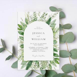 Minimalist Boho Greenery Bröllop Inbjudningar