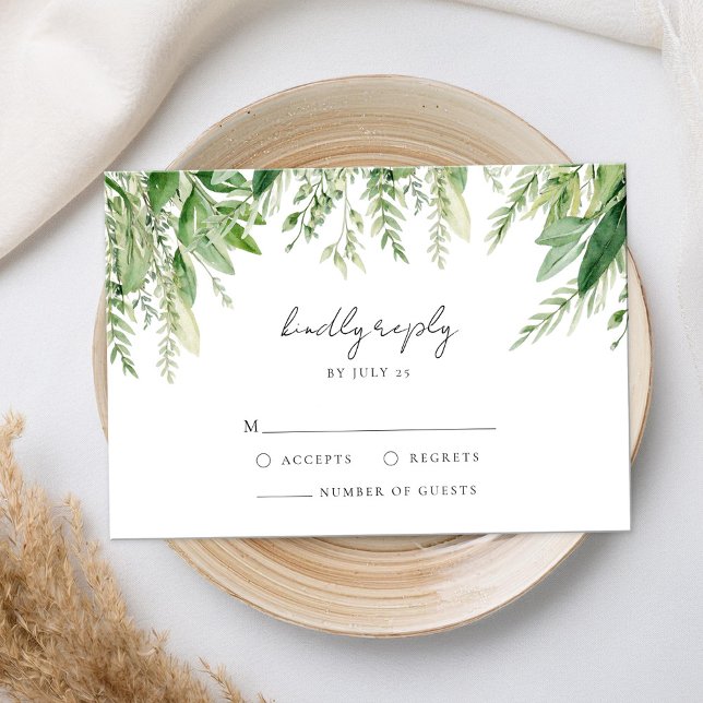 Minimalist Boho Greenery Bröllop OSA Kort (Skapare uppladdad)
