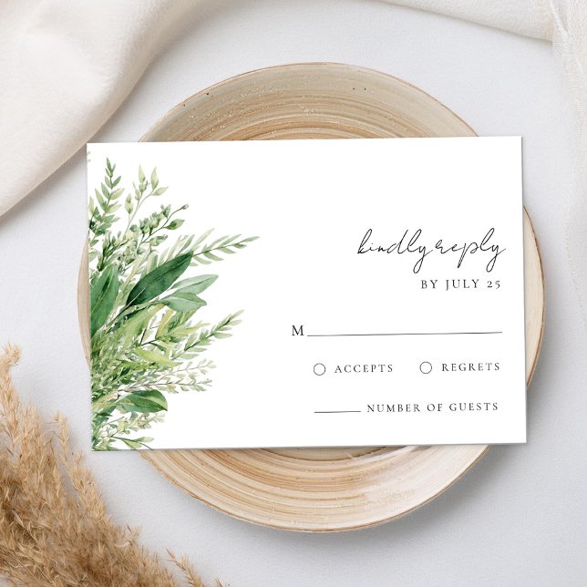 Minimalist Boho Greenery Bröllop OSA Kort (Skapare uppladdad)