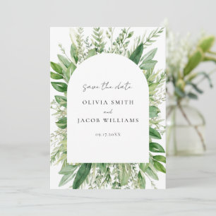 Minimalist Boho Greenery Bröllop Spara Datumet