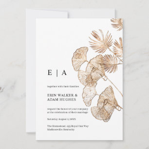 Minimalist Boho Guld Ginko & Handflatan Elegant br Inbjudningar