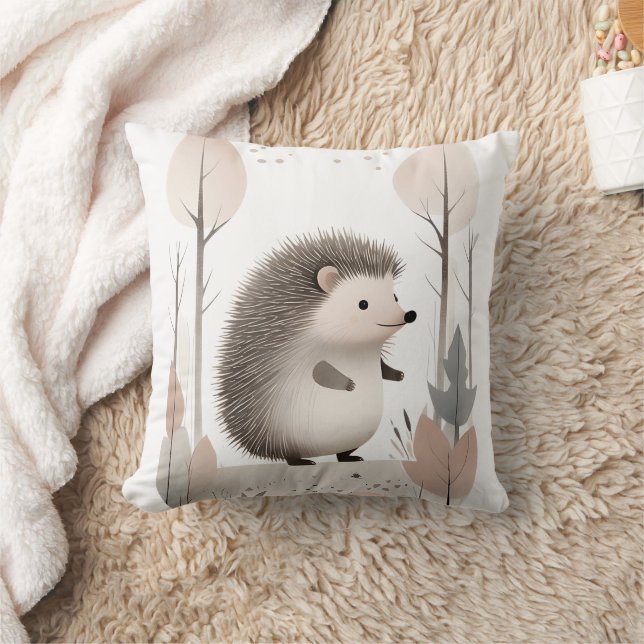 Minimalist Boho Hedgehog Skogen Nursery Kids Room Kudde (Filt)