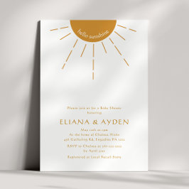 Minimalist Boho Hej Sunshine Par Baby Shower Inbjudningar