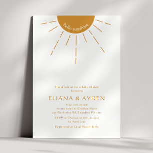 Minimalist Boho Hej Sunshine Par Baby Shower Inbjudningar