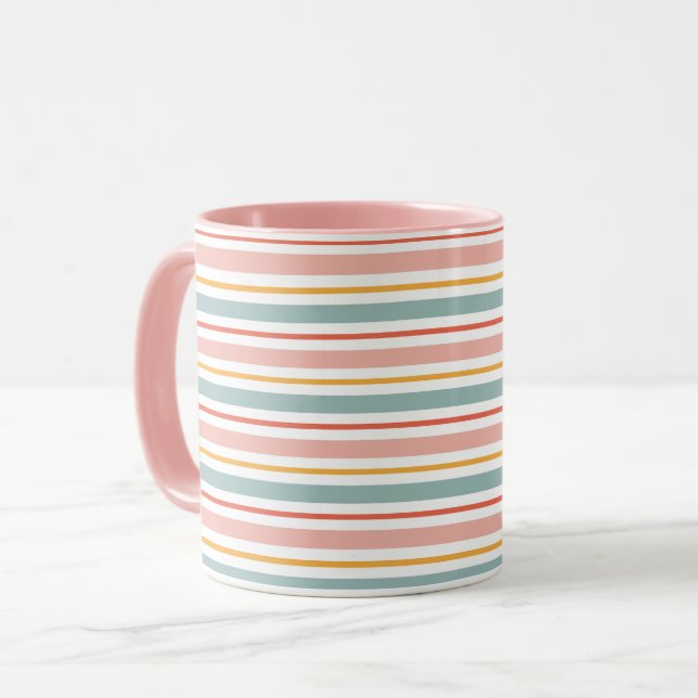 Minimalist Boho Horizontal Lines Soft Earth Tones  Mugg (Framsida vänster)