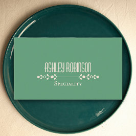 Minimalist boho leaves frame pastel green QR code Visitkort