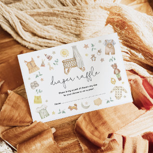Minimalist Boho Nursery Baby Crib Diaper Raffle Tilläggskort