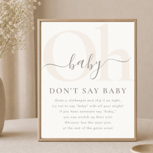 Minimalist Boho Oh Baby Shower Lek Gissa inte orde Poster
