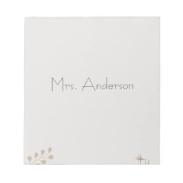 Minimalist Boho Personalized Teacher Notepad Anteckningsblock