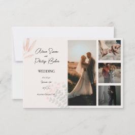 Minimalist Boho Photo Collage Bröllop OSA Kort