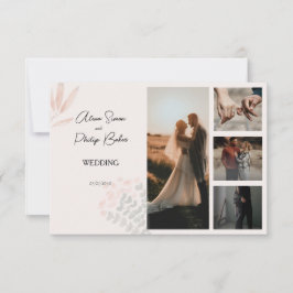 Minimalist Boho Photo Collage Bröllop Tack Kort