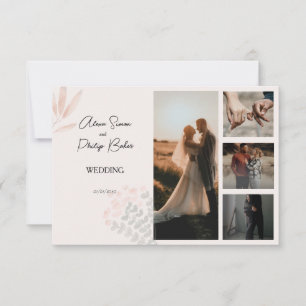 Minimalist Boho Photo Collage Bröllop Tack Kort