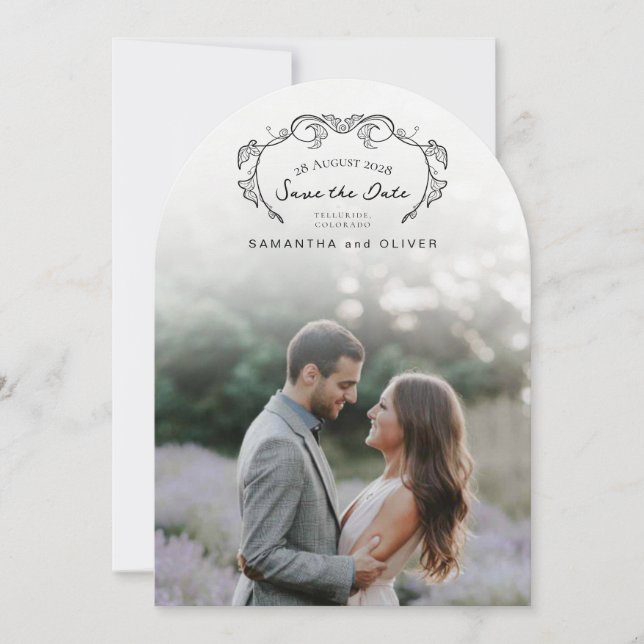 Minimalist Boho Photo Save the Date Inbjudningar (Framsida)