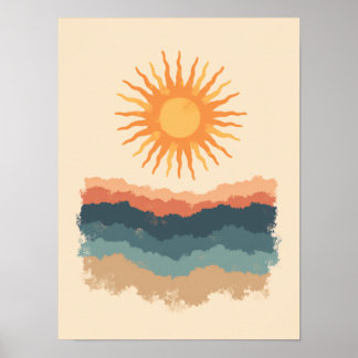 Minimalist Boho Radiant Sunburst Abstrakt Art Poster