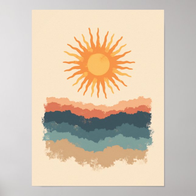 Minimalist Boho Radiant Sunburst Abstrakt Art Poster (Framsidan)