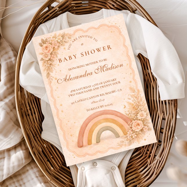 Minimalist Boho Rainbow Baby Shower Inbjudningar (Skapare uppladdad)