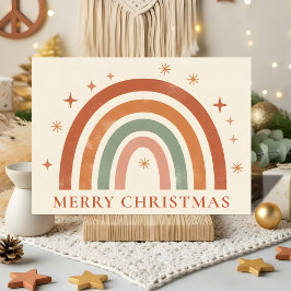 Minimalist Boho Rainbow Christmas Helgkort