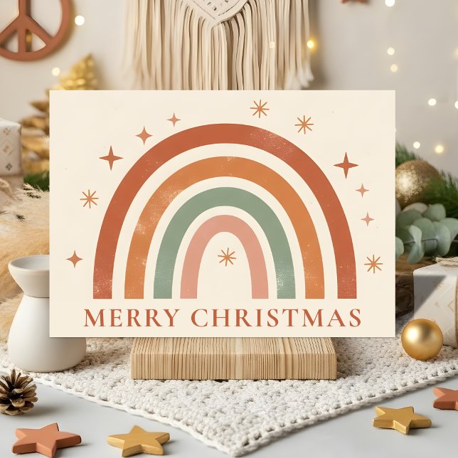 Minimalist Boho Rainbow Christmas Helgkort (Skapare uppladdad)