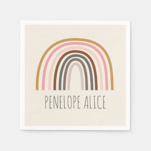 Minimalist Boho Rainbow Teckning Personlig Pappersservett