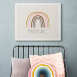 Minimalist Boho Rainbow Teckning Personlig Poster<br><div class="desc">Den här snyggtens väggkonst poster en minimalistisk boho-regnbåge i senap,  rosa och teal. Anpassa det med ditt namn. Underbar presentidé.</div>