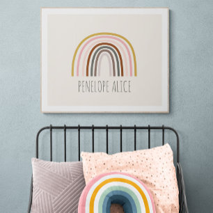 Minimalist Boho Rainbow Teckning Personlig Poster