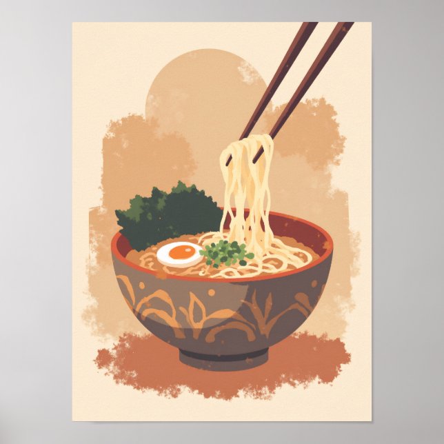 Minimalist Boho Ramen Bowl Art Poster (Framsidan)