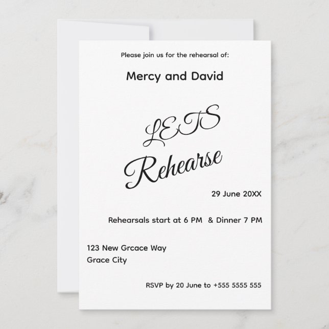 Minimalist Boho Rehearsal Invitation card (Framsida)