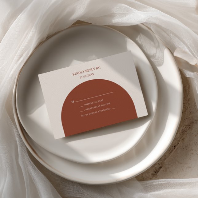 Minimalist Boho Retro Terracotta Arch Wedding OSA Kort (Skapare uppladdad)