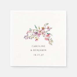 Minimalist Boho Rosa Wildblommor Bröllop Anpassnin Pappersservett