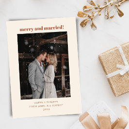 Minimalist Boho Rust Merry Married julfoto Julkort