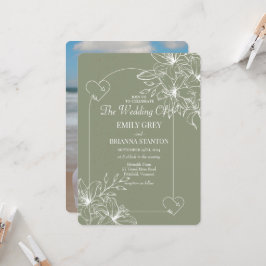 Minimalist Boho Sage Grönt Bröllop Inbjudningar