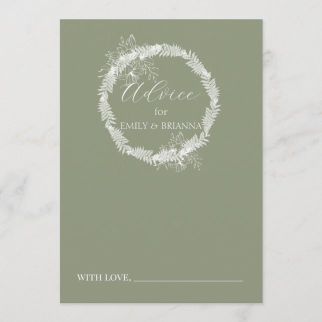 Minimalist Boho Sage Grönt bröllop Rådkort (Framsida)