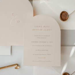Minimalist Boho Sand Copper Script Wedding Inbjudningar